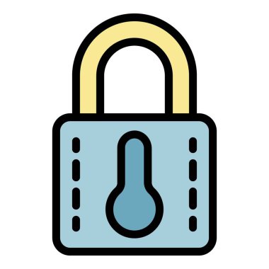 Kapatılan akıllı kilit simgesi renk ana hatları vektörü