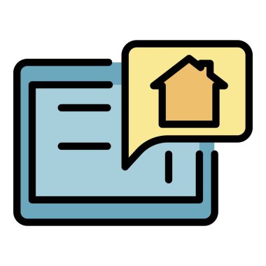 Akıllı ev denetimi tablet rengi ana hatları vektörü