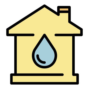 Akıllı ev nem simgesi renk ana hatları vektörü