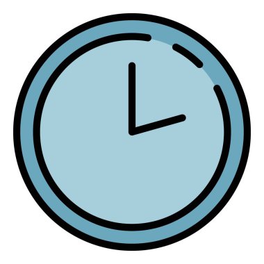 Akıllı ev zaman simgesi renk ana hatları vektörü