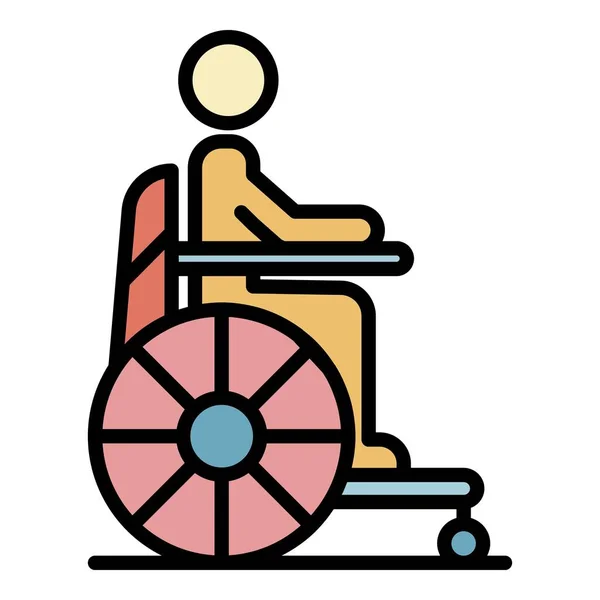 車椅子アイコンカラーアウトラインベクトル — ストックベクタ