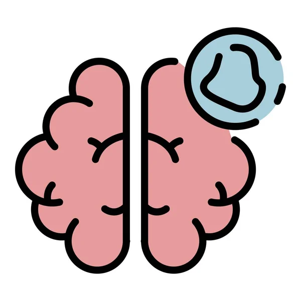 Gehirn Amnesie Symbol Farbe Umrissvektor — Stockvektor