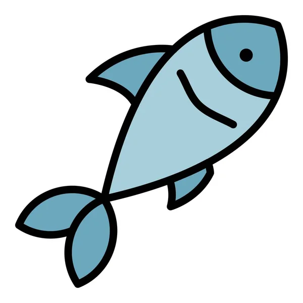 Pesce icona colore contorno vettore — Vettoriale Stock