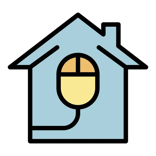 Inteligentny dom myszy kontroli ikona kolor zarys wektor — Wektor stockowy
