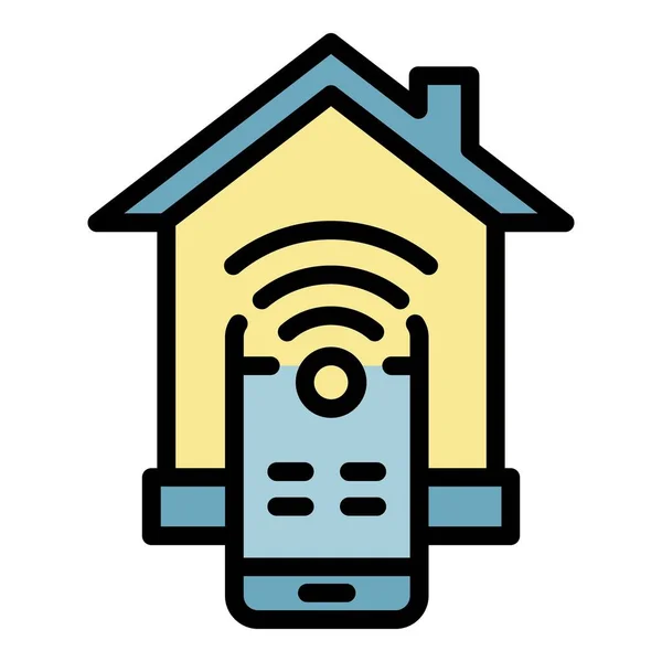 Smart home mobile icône de contrôle couleur contour vecteur — Image vectorielle