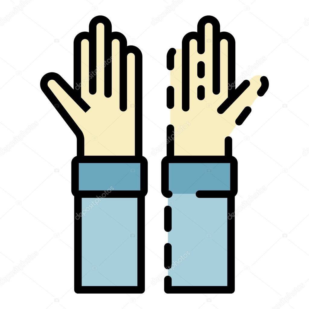 Hands alzheimers disease icon color outline vector