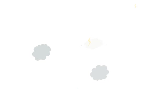 Animación de iconos de nube, relámpagos y granizo — Vídeo de stock