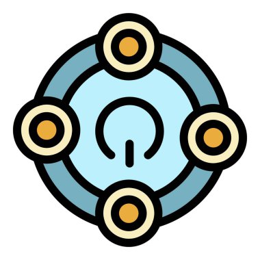 Kablosuz hoparlör üst görünüm simgesi renk ana hatları vektörü