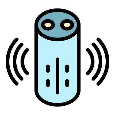 Yüksek sesli akıllı konuşmacı simgesi renk ana hatları vektörü