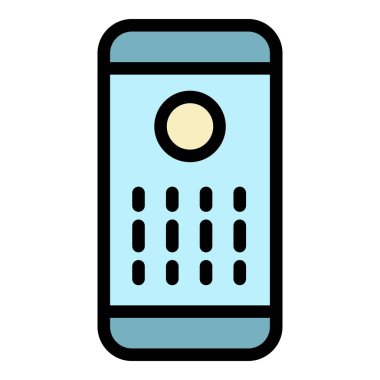 Akıllı konuşmacı ön görünüm simgesi renk ana hatları vektörü