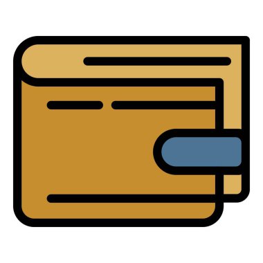 Cüzdan simgesi renk dış hat vektörü