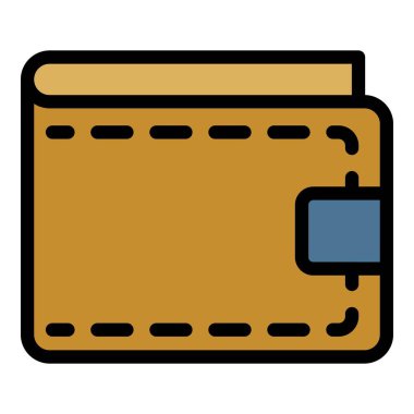 Dikilmiş cüzdan simgesi renk ana hatları vektörü