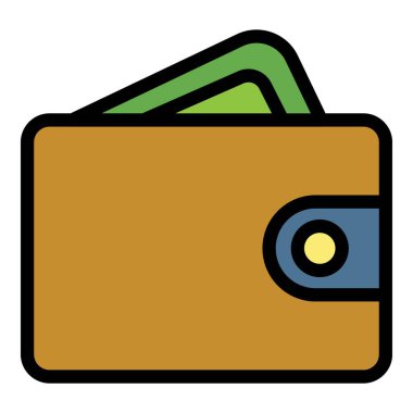 Kart simgesi renk ana hatlı cüzdan