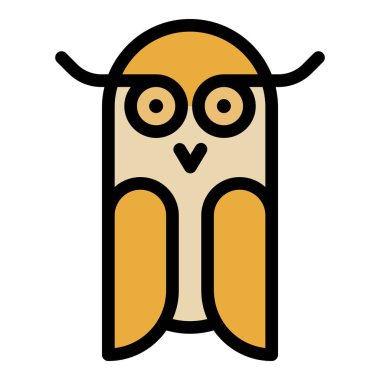 Dünyasız baykuş simgesi renk ana hatları vektörü