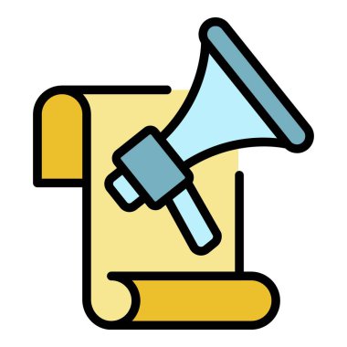 Bullhorn ve listeleme simgesi renk ana hatları vektörü