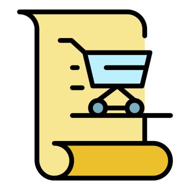 Sepet simgesi renk ana hatlı alışveriş listesi