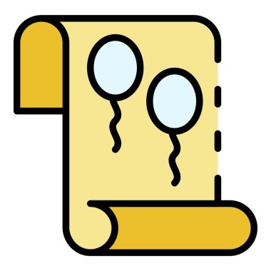 Balon simgesi renk çizgisi vektörüyle kağıt selamlaması