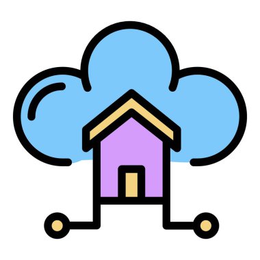 Akıllı ev bulutu renk ana hatları vektörü