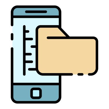 Akıllı telefon ve dizin simgesi renk ana hatları vektörü