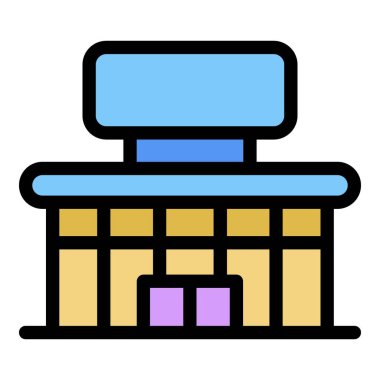 Şehir merkezi simgesi renk ana hatları vektörü