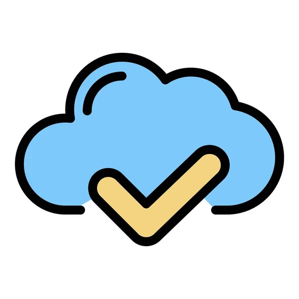 Cloud check icono color contorno vector — Vector de stock