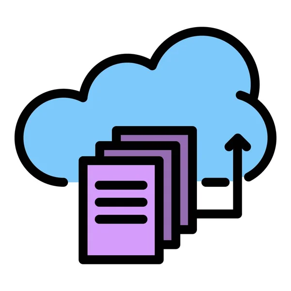 Télécharger des fichiers sur le vecteur de contour des couleurs de l'icône nuage — Image vectorielle