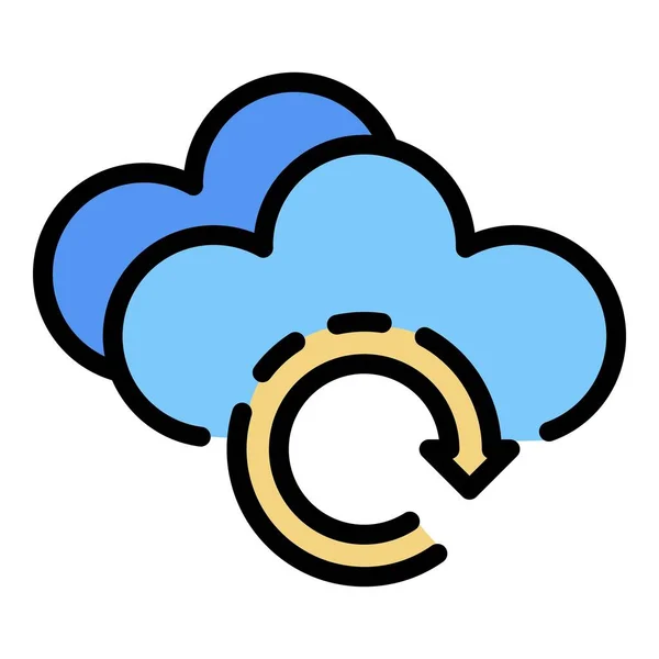 Cloud-Sync-Symbol Farbe Umrissvektor — Stockvektor