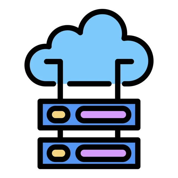 Cloud-Server-Symbol Farbe Umrissvektor — Stockvektor