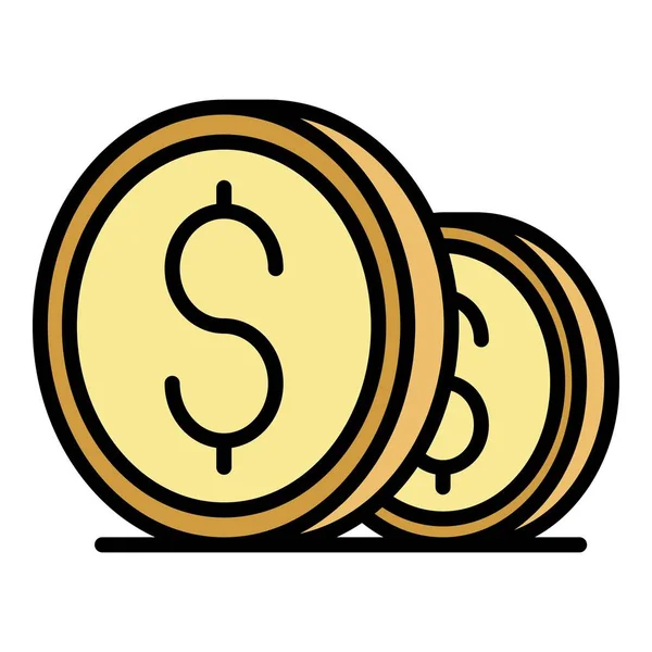 Dollar mynt ikon färg kontur vektor — Stock vektor