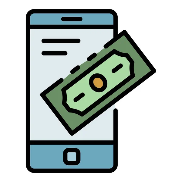 Smartphone icono bancario color contorno vector — Vector de stock