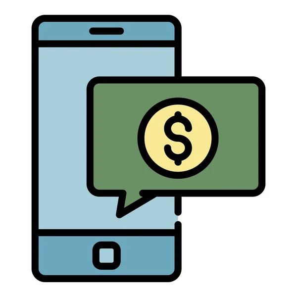 Sms money phone alert icon color outline vector — Stock Vector