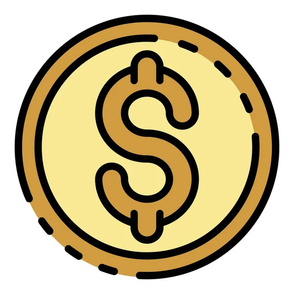 Dollar munt pictogram kleur omtrek vector — Stockvector