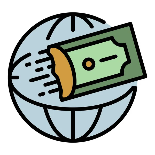 Web dinero transferencia global icono color contorno vector — Archivo Imágenes Vectoriales