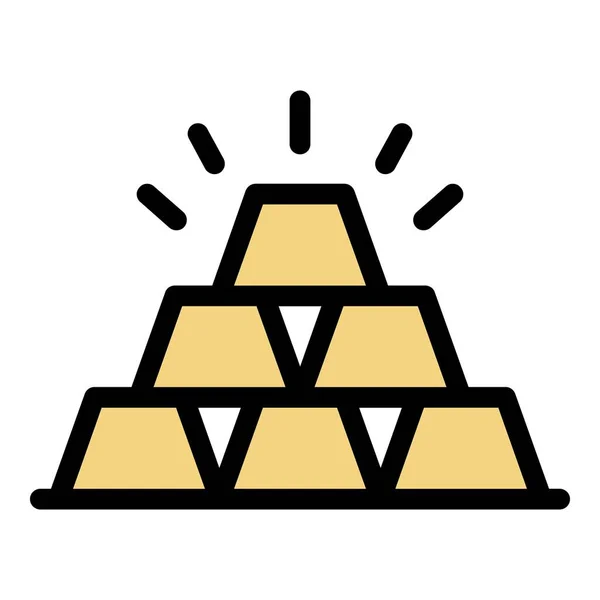 Barre d'or icône couleur contour vecteur — Image vectorielle
