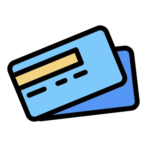 Kreditkarten-Symbol farbiger Umrissvektor — Stockvektor