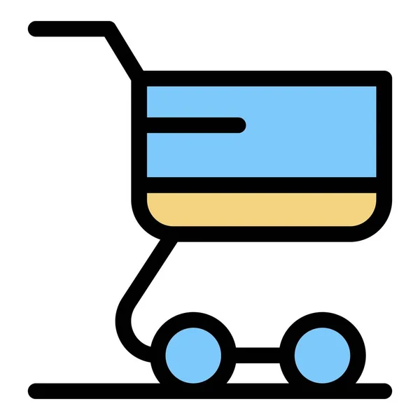 Icono del carrito de la tienda color contorno vector — Vector de stock