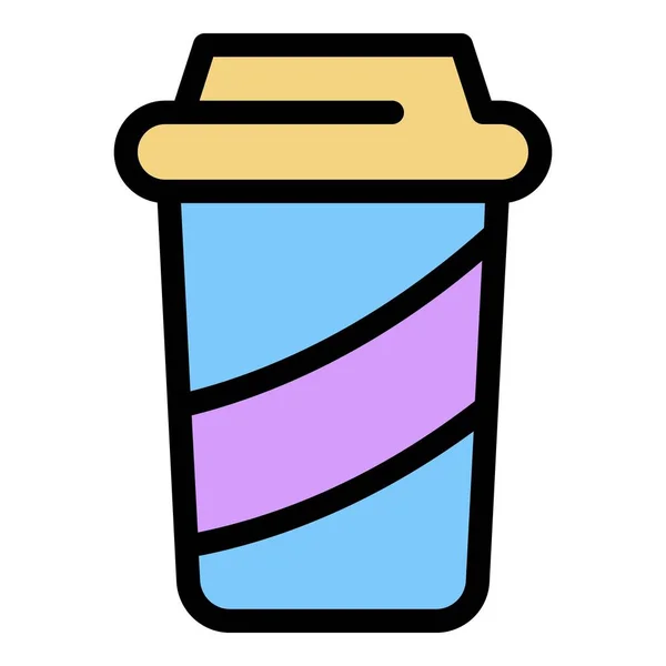 Paper cup icon color outline vector — Stock Vector