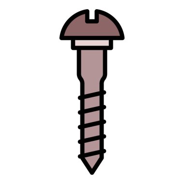 Yarım yuvarlak başlı vida simgesi renk ana hatları vektörü