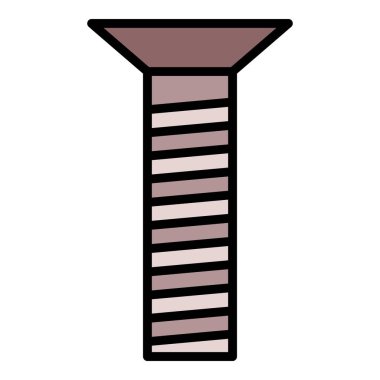 Karşı batık baş cıvata simgesi renk dış hat vektörü