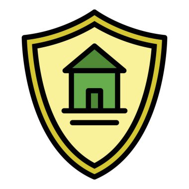 İpotek koruma simgesi renk ana hatları vektörü