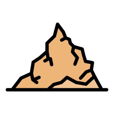 Yığın kömür ikonu renk ana hatları vektörü