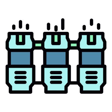 Modern madencilik çiftliği simgesi renk ana hatları vektörü