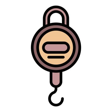 Ev mutfağı ölçekli simge renk ana hatları vektörü