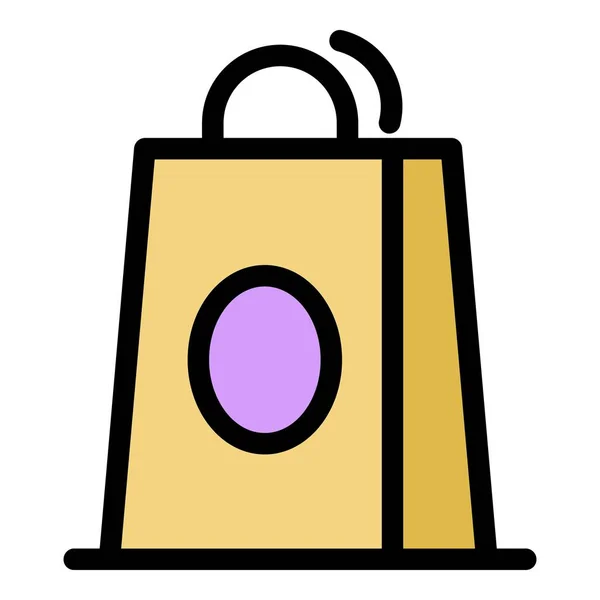 Tienda bolsa de papel icono color contorno vector — Archivo Imágenes Vectoriales