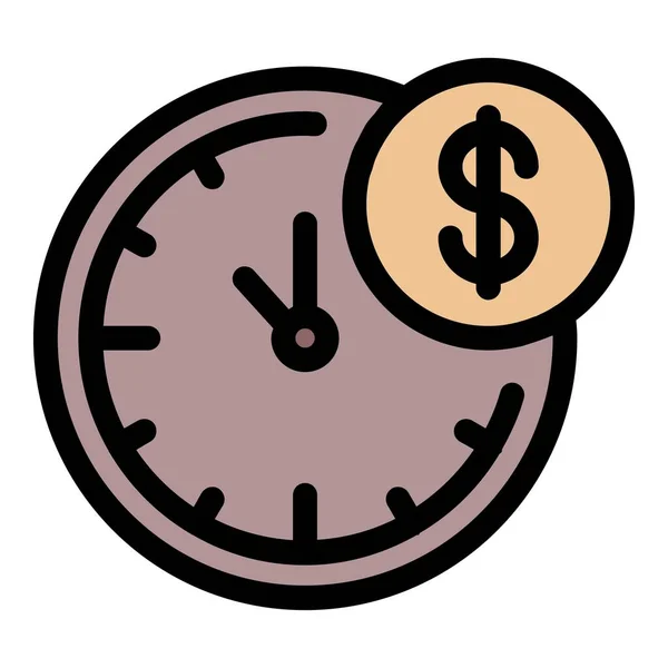 Zeit ist Geld Symbol Farbe Umrissvektor — Stockvektor