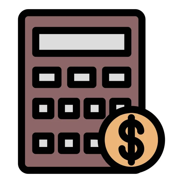 Geld calculator pictogram kleur overzicht vector — Stockvector