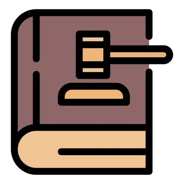 Gavel on law book icon color outline vector — Stock Vector