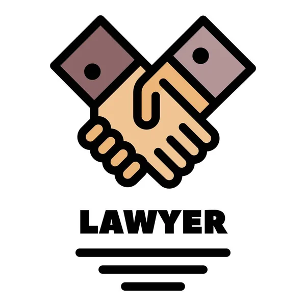 Prawnik uścisk dłoni ikona kolor zarys wektor — Wektor stockowy