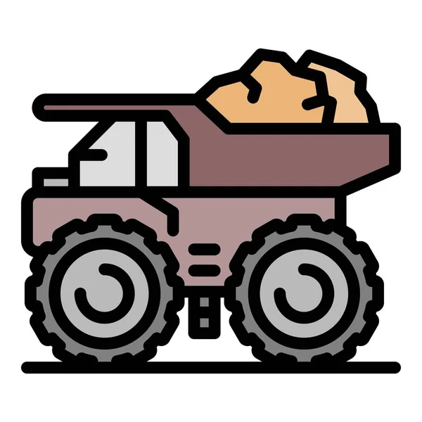 Steenkool dump truck pictogram kleur overzicht vector — Stockvector