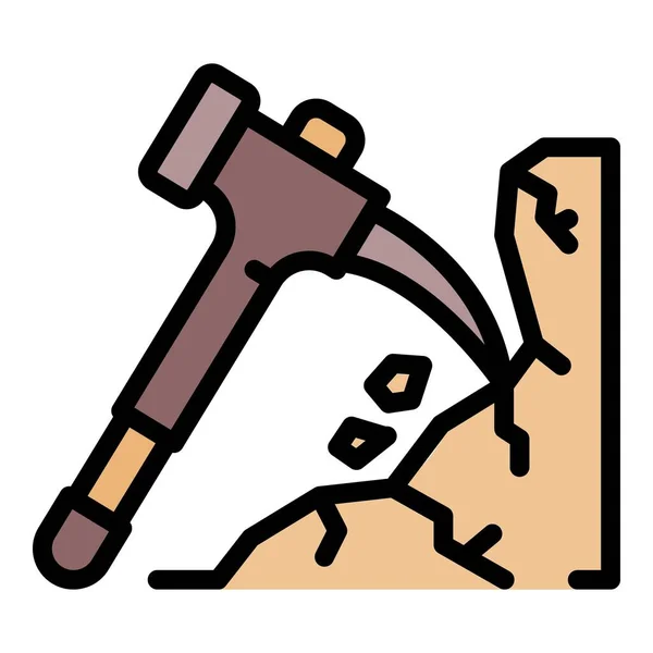 Mining axe icon color outline vector — Stock Vector